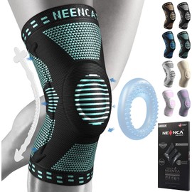 NEENCA Hinged Knee Brace, Knee Support with Side Stabilizers of Locking Wheels for Men & Women, Knee Pads for (Blue, XL)