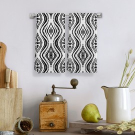 Qeheb Boho Native Aztec Kitchen Towels, Boho Black and White Abstract Tribal Kitchen Towel Decorative Set, Native American Decor Hand Dish Tea Towels for Bathroom 16X24In