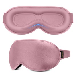 Weighted Sleep Mask for Women Men - 3D Contoured Sleep Mask for Lash Extensions, FACEMOON Blackout Eye Cover, Adjustable Blindfold for Travel, Airplane,Night(Pink)