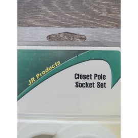 JR Products 20535 White Plastic Closet Pole Socket Set