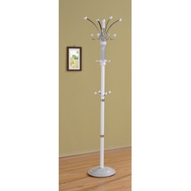 eHomeProducts EHP Six Foot Wood and Chrome Coat Rack White Finish