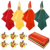 18 Pcs Thanksgiving Napkin Rings & Fall Cloth Napkins Set