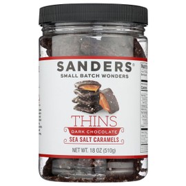 Sanders Dark Chocolate Sea Salt Caramel Thins, Kosher, 18 Ounce (Pack of 6)