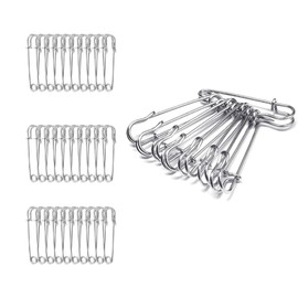 30pcs Large Safety Pins Silvery Heavy Duty 2"X0.4" Pins for Clothing Leather Canvas Crafts Skirts Corsets Clothes Pin Bag Under Sewing Bent Clips with Crochet Kilt Hat Hijab (30)