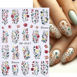 6 Sheets Fall Nail Stickers for Nail Art 3D Self-Adhesive Maple Leaf Nail Art Stickers Flower Autumn Leaves Nail Decals Fall Nail Design Sticker for Women DIY Manicure Decorate