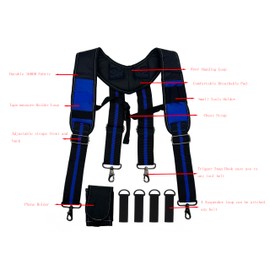Infithvac Tool Belt Suspender for Men 4 Point Padded with Attachment Loops, WristBand Pouch Pocket for Construction Worker