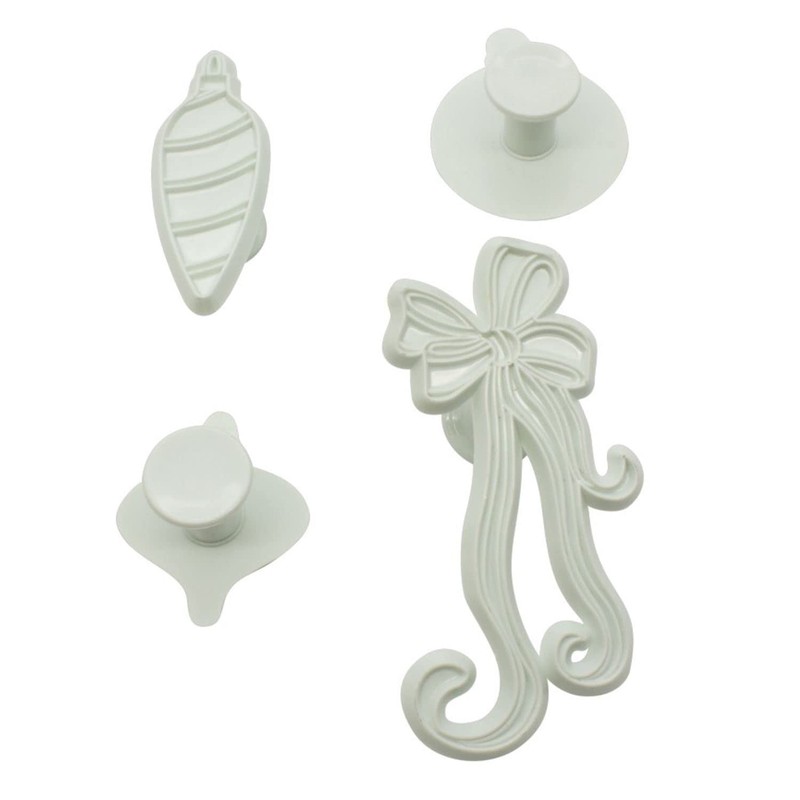 Yolli Christmas Baubles and Ribbon/Bow Fondant Cutter Set - 3