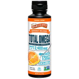 Barlean's Total Omega 3 6 9 Orange Crème Liquid Fish Oil Supplement with Borage and Flaxseed Oil, 2,400 mg of Omegas EPA and DHA Plus GLA for Joint and Heart Health, 8 oz