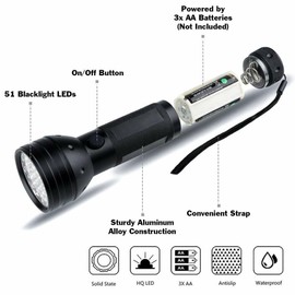 Electronix Express Blacklight Flashlight for Authenticating Drivers Licenses, Currency, Passports
