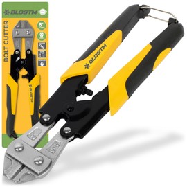 BLOSTM Mini Bolt Cutters 8" - Heavy Duty Small Wire Cutters Heat Treated for Maximum Durability with Ergonomic Rubber Grip, Bolt Cutter Cuts Through Chains, Padlocks, Wire Fencing, Chicken Wire etc
