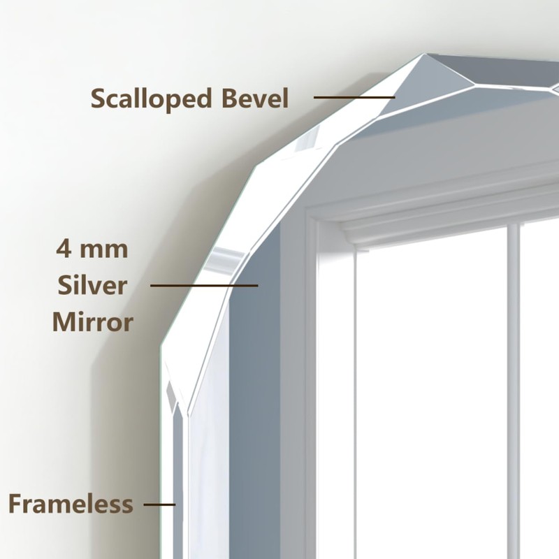 GOAND Silver Wall Mirror-Beveled Edge Frameless Mirror for Bathroom, Vanity,