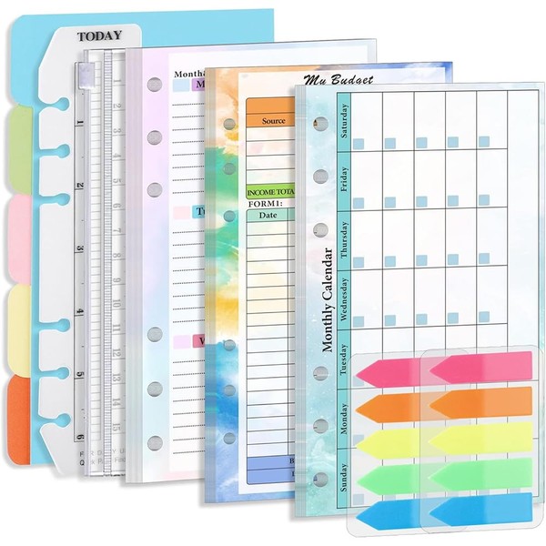 CRASPIRE A6 Budget Planner Refill Set 6-Holes Expense Budget Tracker