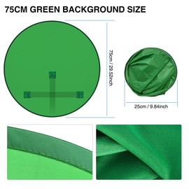CAMOLA 75cm/110cm/142cm Collapsible Green Background, Photography Portable Webcam Background, Single-Side Chromakey Green Screen for Chair, for Video Chats, Zoom, Skype, Video, Photo:_29.53in/75cm Small
