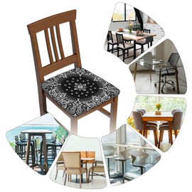 Mouxue Seat Covers for Dining Room Chairsset of Set of 4, Abstract Paisley Silk Scarf Pattern Style Stretch Chair Seat Covers Cushion Slipcovers for Kitchen Office