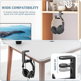 Soporte para Audfonos, Soporte para Colgar Auriculares, Porta Audifonos Escritorio,Ajustable Auriculares Debajo del Computadora                       