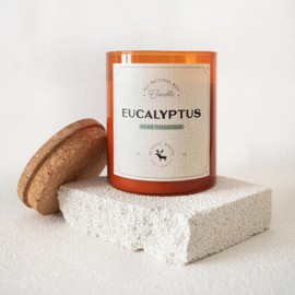 MONDAY MOOSE Scented Candle, 12.6oz All-Natural Soy Wax Cotton Wick Candle Glass Jar and Cork Lid with Essential Oils (Eucalyptus)