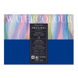 Honsell 17312636 - Fabriano Watercolour Aquarellkarton, 300 g/m², 26 x 36 cm, 12 Blatt, Block kopfgeleimt, naturweiß, Feinkorn, säurefrei, samtartige Oberfläche