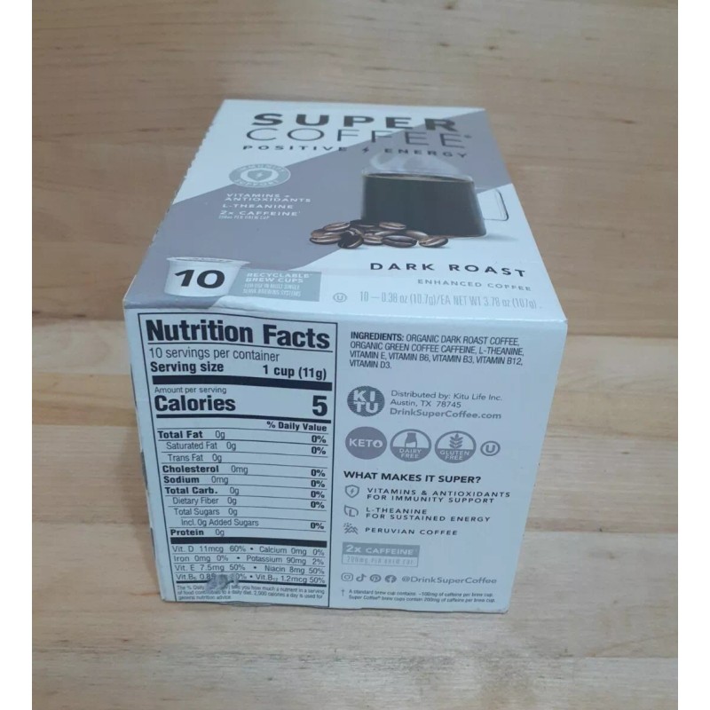 Kitu REDUCED 30 K-CUP SUPER COFFEE Positive Energy Brew Keto