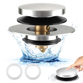 Uxoz Bathtub Drain Stopper, Tub Stopper/Bathtub Plug for Tip Toe/Trip Lever/Lift&Turn Tub Drains, Bath Tub Drain Stoppers Designed for 1.5"-1.72" Drain Hole w/3 O-Rings,Chrome Plated