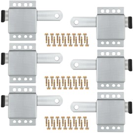 6 Pack Garage Door Side Lock with Self Tapping Screws, Heavy Duty Inside Deadlock Dual Side Lock Part, Galvanized Steel, for Door Security Slide Latch Assembly Replacement, Black PVC Handle Cover