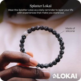 Lokai Silicone Beaded Bracelet for Women & Men, Black Splatter - Large, 7 Inch Circumference - Silicone Jewelry Fashion Bracelet Slides On for Comfortable Fit