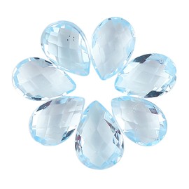 CRYSTALINES AAA Grade 7pcs Natural Sky Blue Topaz Gemstones, Wholesale Briolette Stones, DIY Handcarft, Jewelry Making, Protection & Healing Crystals, December Birthstone