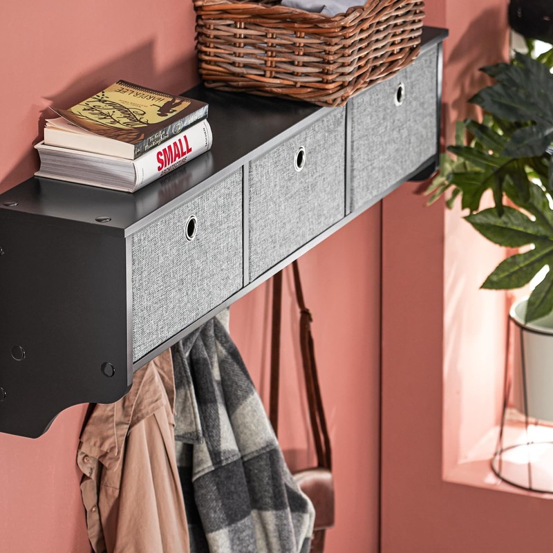 SoBuy Wall Shelf with Hooks, Coat Rack Wall Mount with