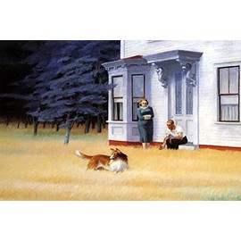 American Couple Farm Collie Dog by Painter Edward Hopper Vintage Poster Repro on Paper or on Canvas. We Have Many (16" X 22" Image Size on Canvas)