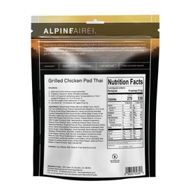 AlpineAire Foods Grilled Chicken Pad Thai 4.97 Oz Ready to Eat Freeze Dried 630 Calories, 25g Protein, 2 Servings Perfect for Camping, Hiking and Emergency Preparedness Made in USA Pack of 1