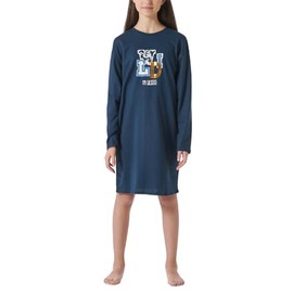 Schiesser Girls' Nightdress - 100% Organic Cotton - Size 140 to 176, Blue_181972