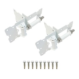 Advantage Industries Stainless-Steel Self-Closing Gate Hinge | Horizontal Adjustable | Heavy-Duty Enclosed Spring | Tight Hinge Tolerance | 2-Side Gate Attachment | Vinyl/PVC Gate (Pair) – White