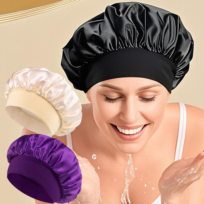Violet Satin Hair Bonnets for Sleeping Night Cap for Women