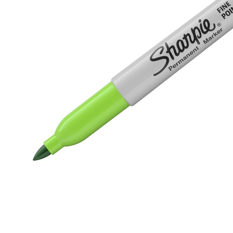 Sharpie Permanent Markers, Fine Point, Lime, Box of 12