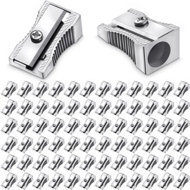Fumete 120 Pcs Metal Mini Pencil Sharpeners Handheld Metal Pencil Sharpeners Single Hole Aluminum Alloy Manual Pencil Sharpener Bulk for School Office Stationery Classroom Supplies