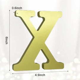 AOCEAN 6 Inch Golden Wood Letters Unfinished Wooden Letters for Wall Decor Decorative Standing Letters Slices Sign Board for Crafts Christmas Decoration Home Party Projects (X)