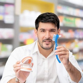 VIVID 12 Pack Denture Brushes - Great Quality, Individual Wrap, 2 Head -Ships from USA