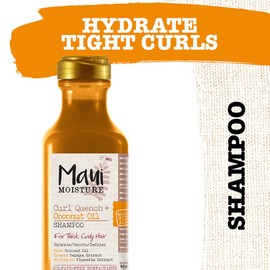 Maui Moisture Curl Quench + Coconut Oil Shampoo + Conditioner to Hydrate and Detangle Tight Curly Hair, Softening Shampoo, Vegan, Silicone & Paraben-Free, 13 Fl Oz