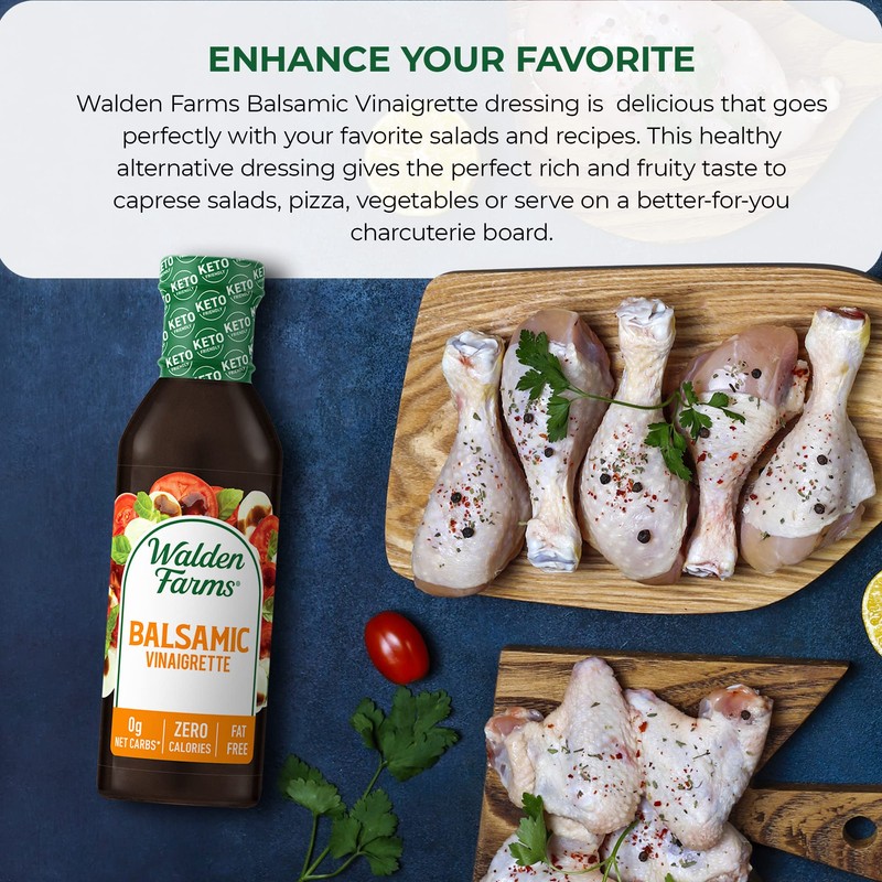 Walden Farms Balsamic Vinaigrette – Calorie-Free, Gluten-Free, Low Carb, Keto-Friendly,