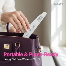 GELPARTY - Limas de uñas profesionales de grano 100/180, media luna, paquete de 12 tablas de esmeril lavables de doble cara, grano grueso medio y fino
