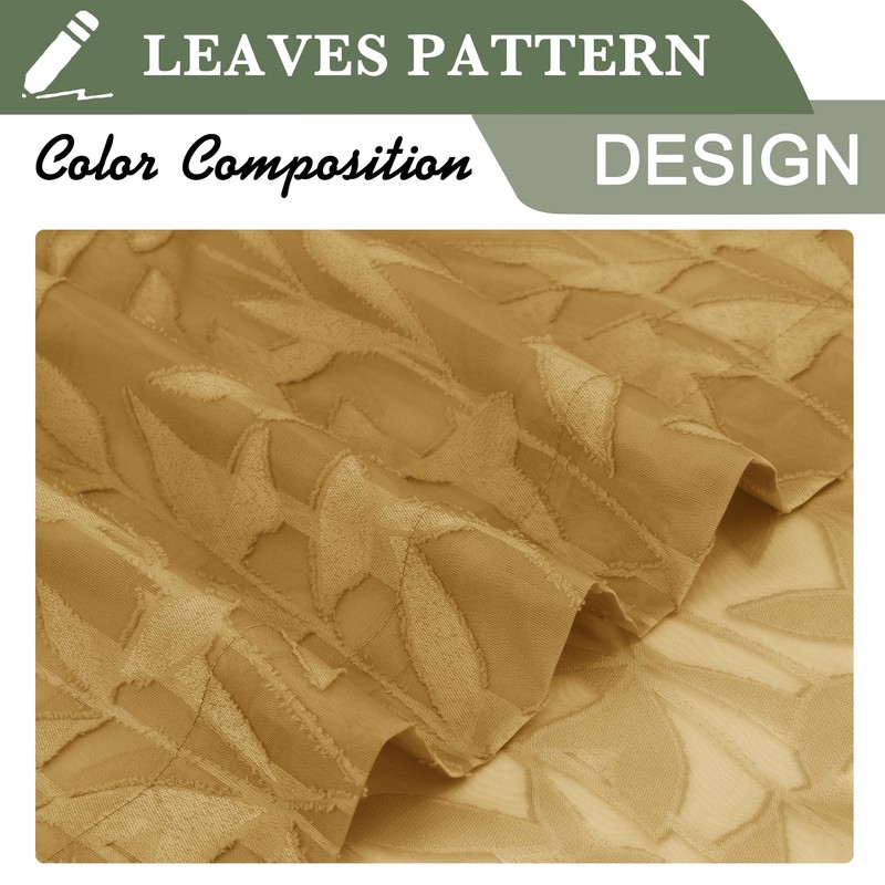 Lecloud Leia Dark Gold Sheer Valance for Windows 14 Inch