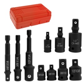 10Pcs Swivel Socket Set High Carbon Steel Impact Socket Adapter Kit 1/4inch 3/8inch 1/2inch Impact Adapter and Reducer Set Universal Joint for Car Mechanical Maintenance(Black)
