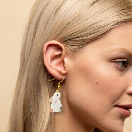 Cute Rabbit Hook Hoop Earrings Acrylic Bunny Animal Statement Dangle Drop Huggie Hoops Earring Fashion Easter Jewelry for Women Daughter