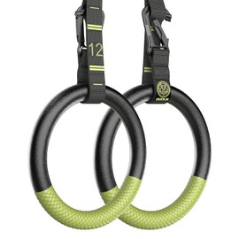 QUOLIX Gymnastic Rings & Olympic Rings with Adjustable Straps, Non-Slip Pull Up Rings with Straps, 1300lbs Exercise Rings for Home, Gymnastics Rings for Home Gym, Workout, Exercise, Calisthenic