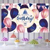 Happy Birthday Banner Navy Rose Gold Birthday Backdrop Background Party