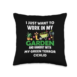 My Green Terror Cichlid Gardener Pet Lover Gardening Plants Throw Pillow