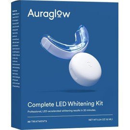 Auraglow Teeth Whitening Kit, LED Accelerator Light, 35% Carbamide Peroxide Teeth Whitening Gel, 20+ Whitening Treatments, Whitens up to 10 Shades in 7 Days