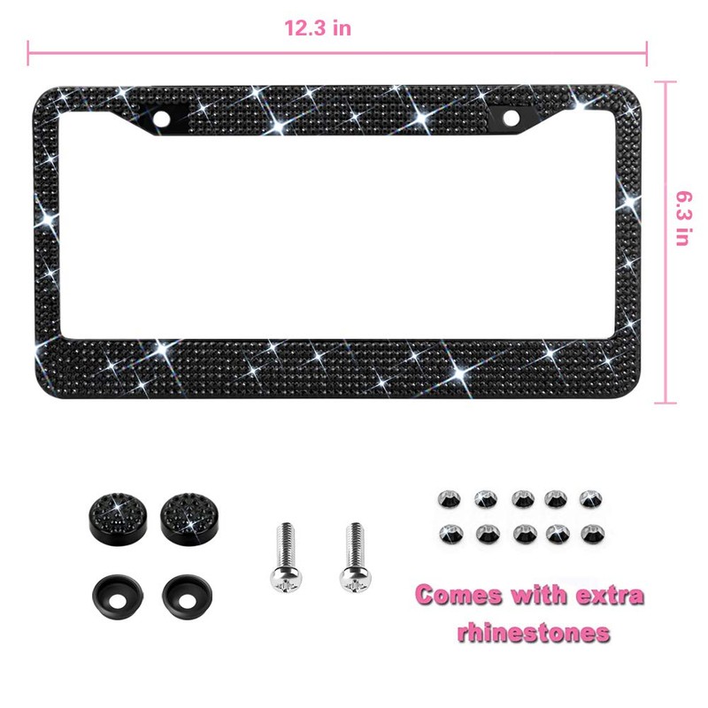 Bling License Plate Frame for Women, Sparkly Stainless Steel License