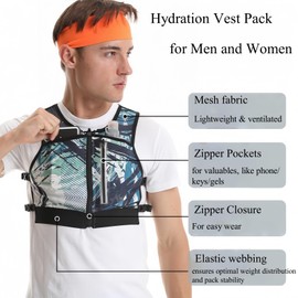 Jormino Hiking Hydration Pack with 2 Water Bottle Holders for Men & Women, Adjustable Mountain Biking Vest Blue