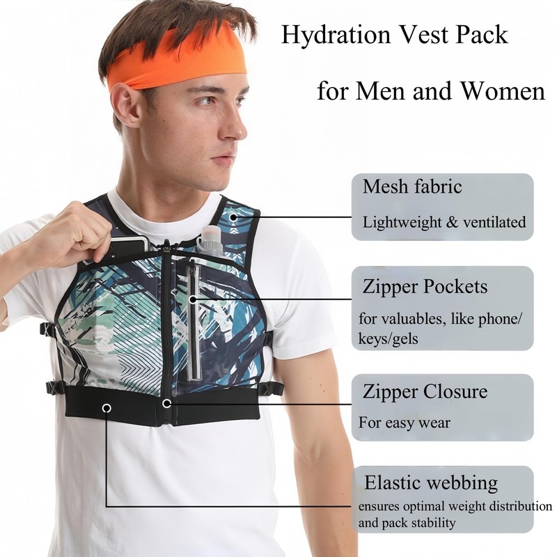 Jormino Hiking Hydration Pack with 2 Water Bottle Holders for