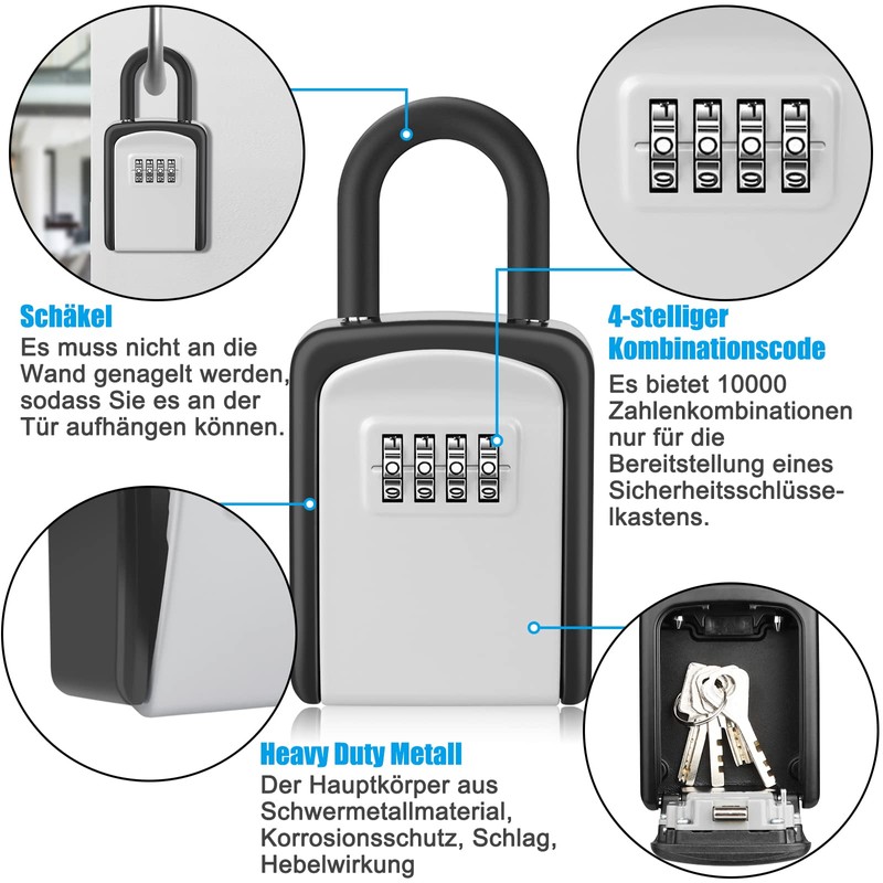 Diyife Key Safe with Shackle, Waterproof Key Cabinet Key Box